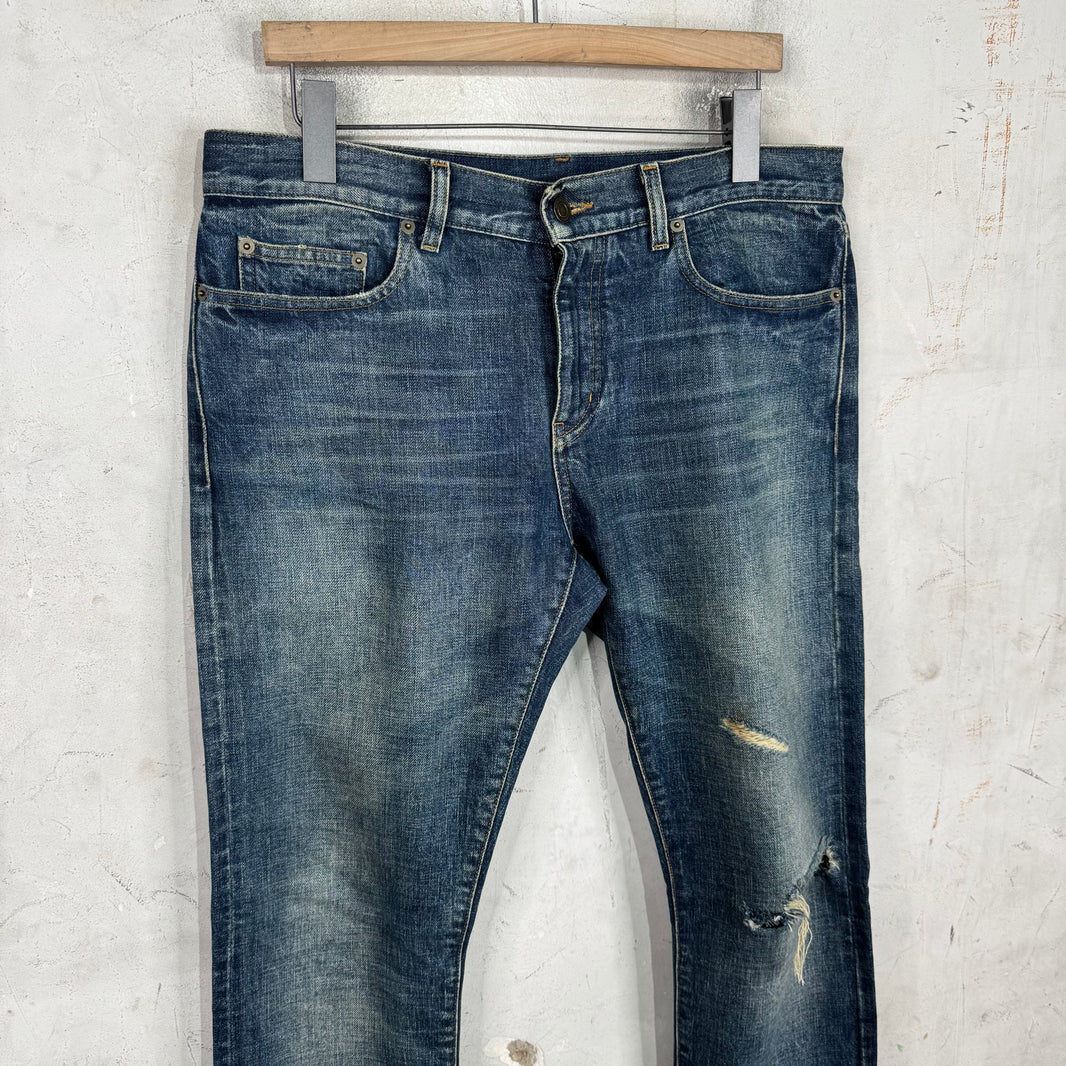 Saint Laurent Distressed Medium Wash D02 Jeans