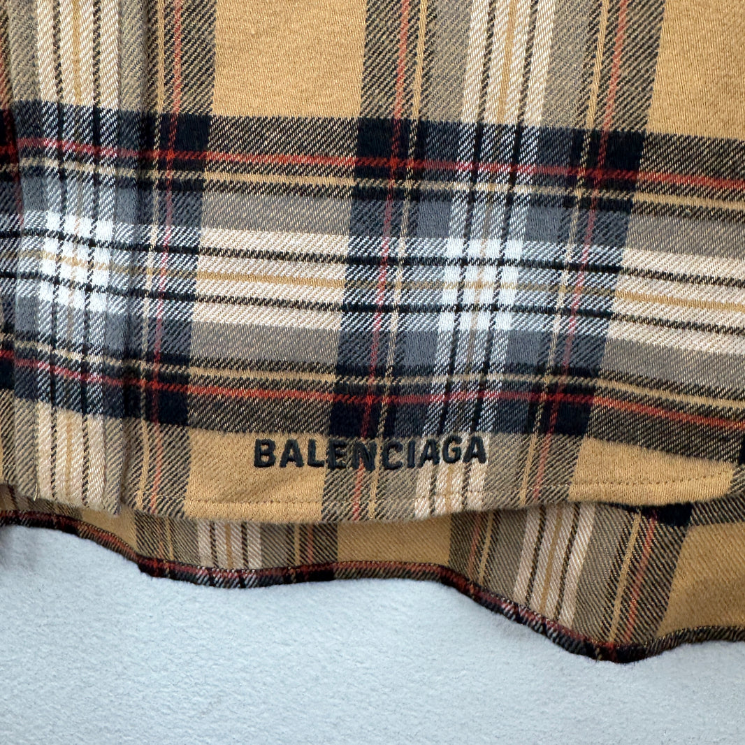 Balenciaga Beige Plaid Button Up Shirt