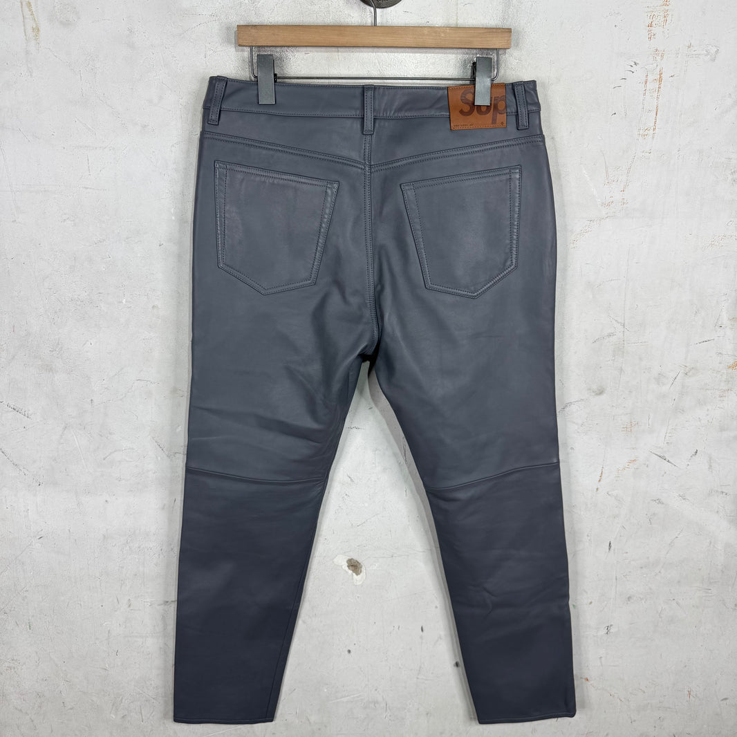 Supreme Grey Leather Pants