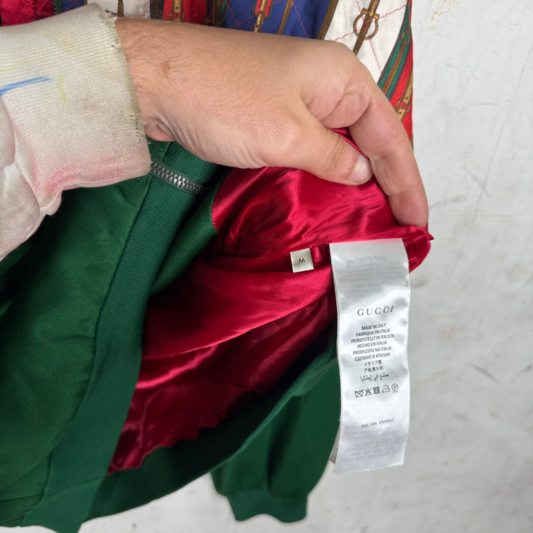 Gucci Paneled Horsebit Silk Track Jacket