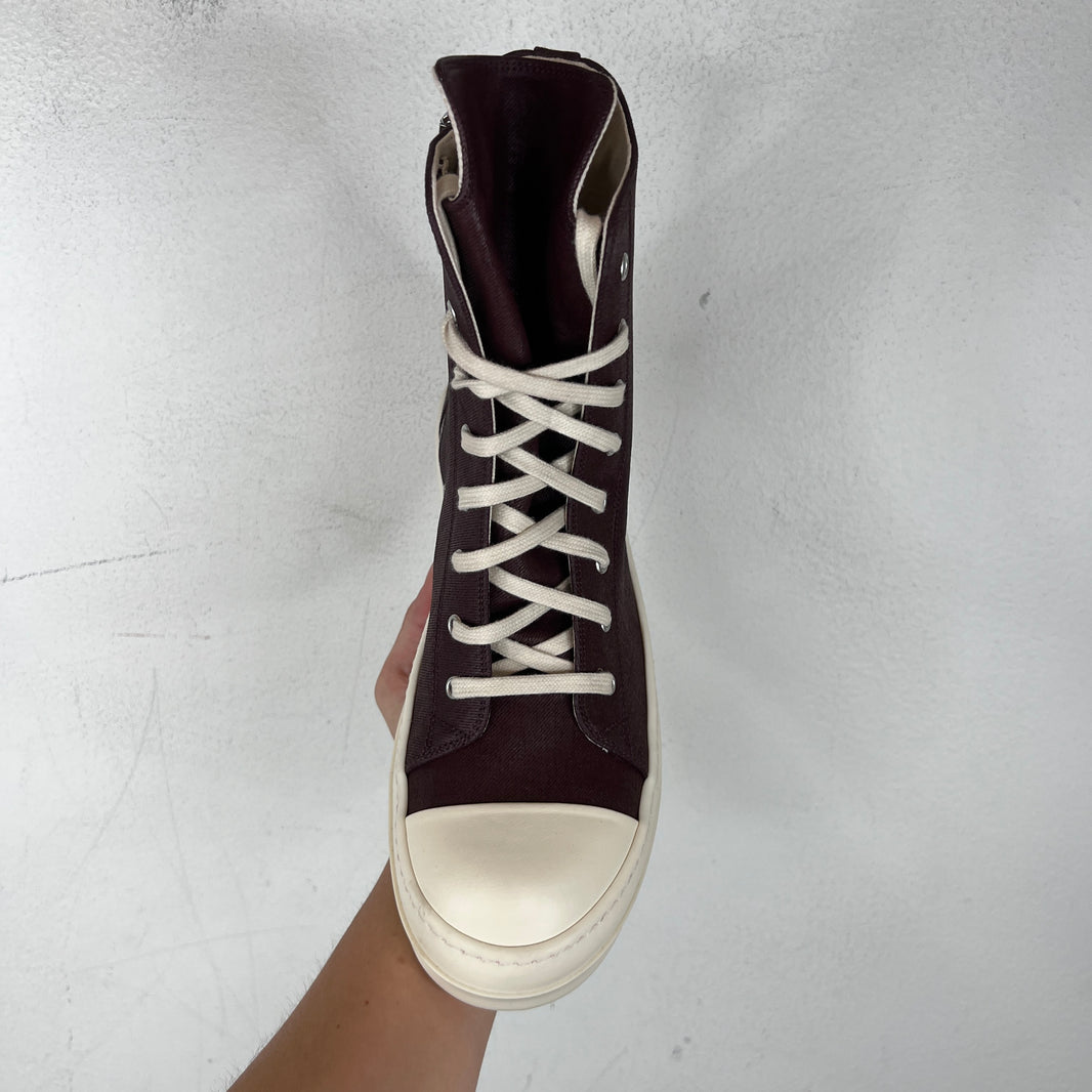 DRKSHDW Burgundy Waxed Ramone High Sneakers