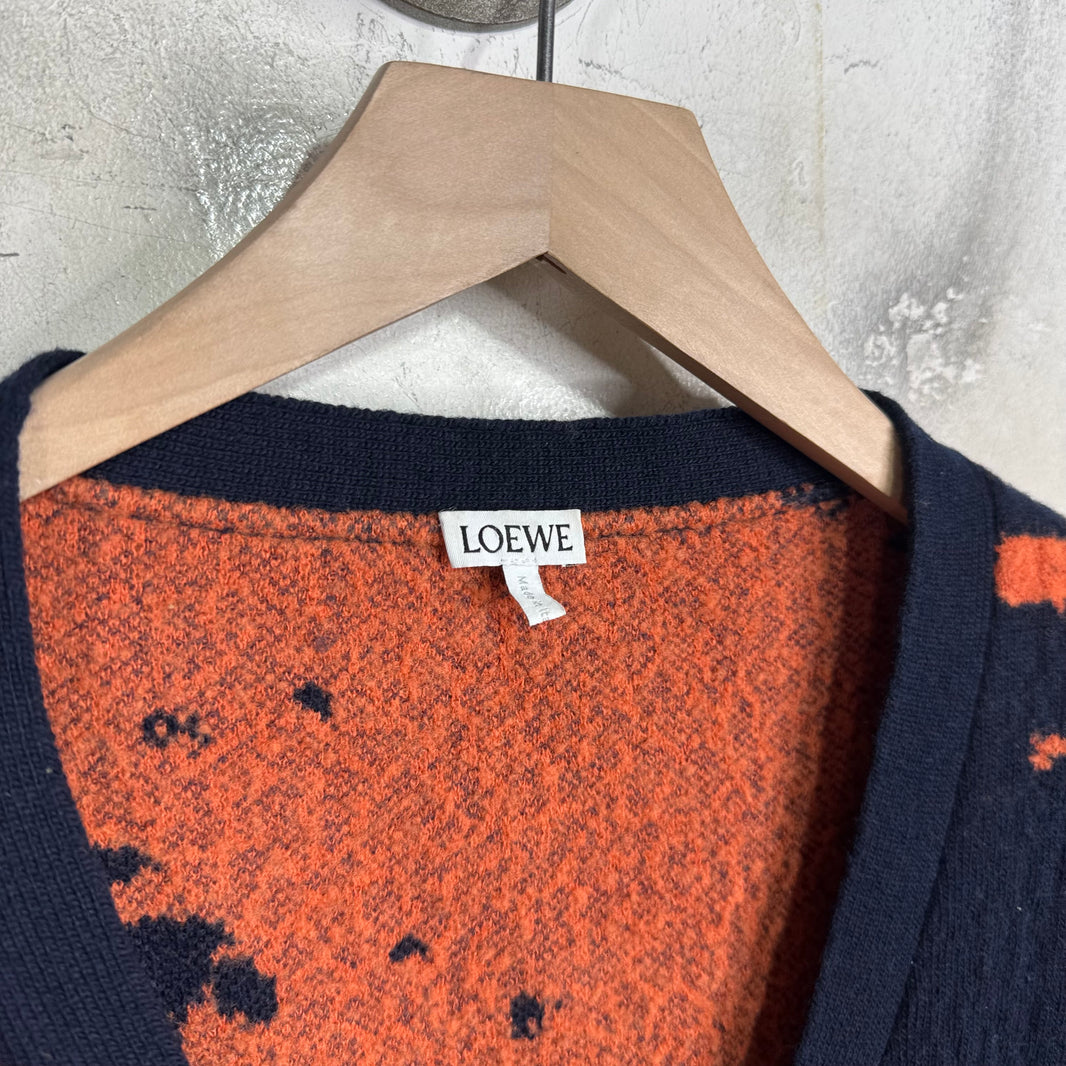 Loewe Wool Blend Orange Splatter Cardigan