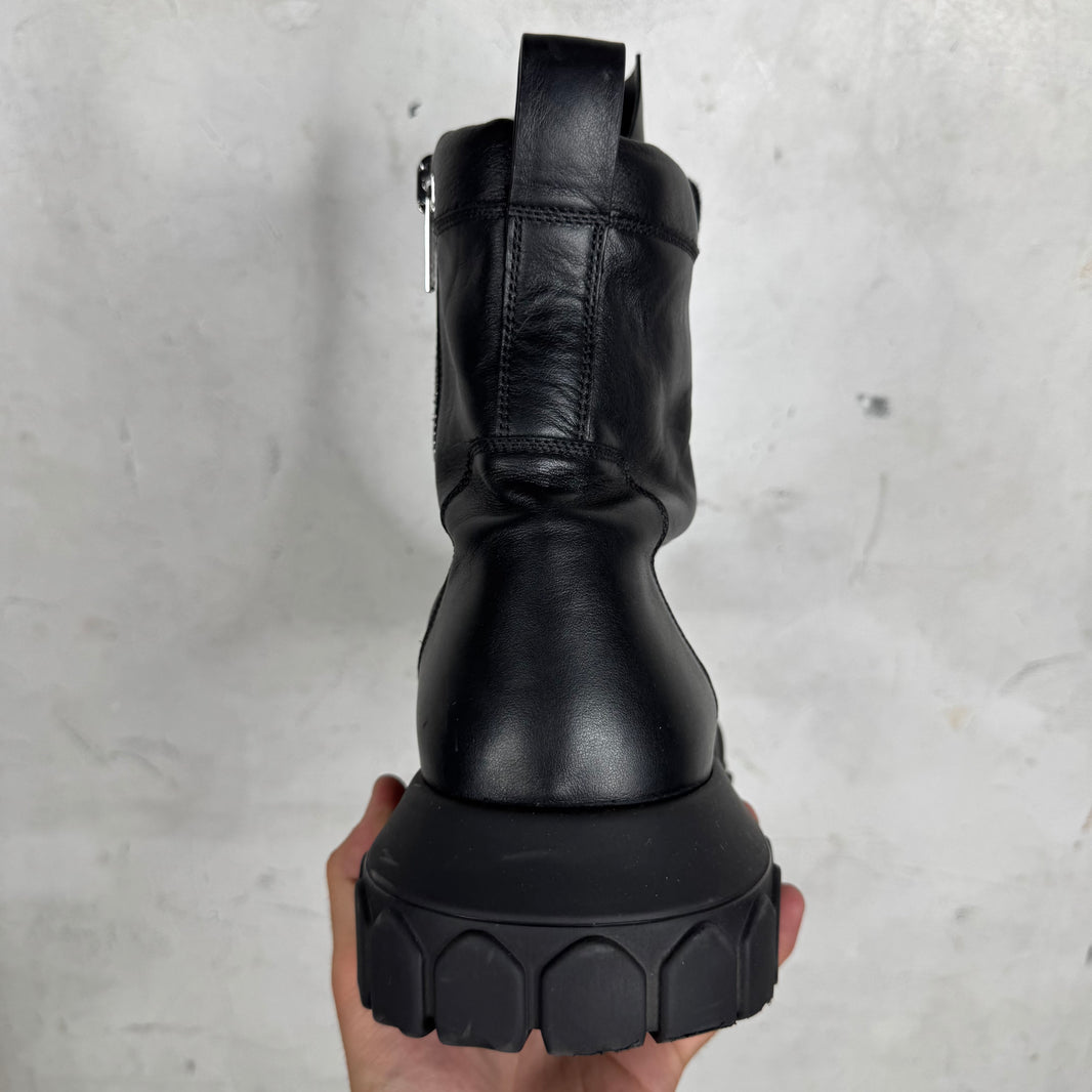 Rick Owens Triple Black Jumbo Lace Tractor Boots