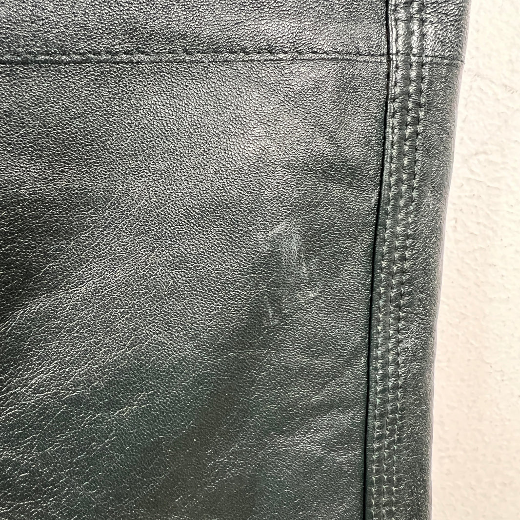 Bottega Veneta Green Leather Denim-Lined Pants