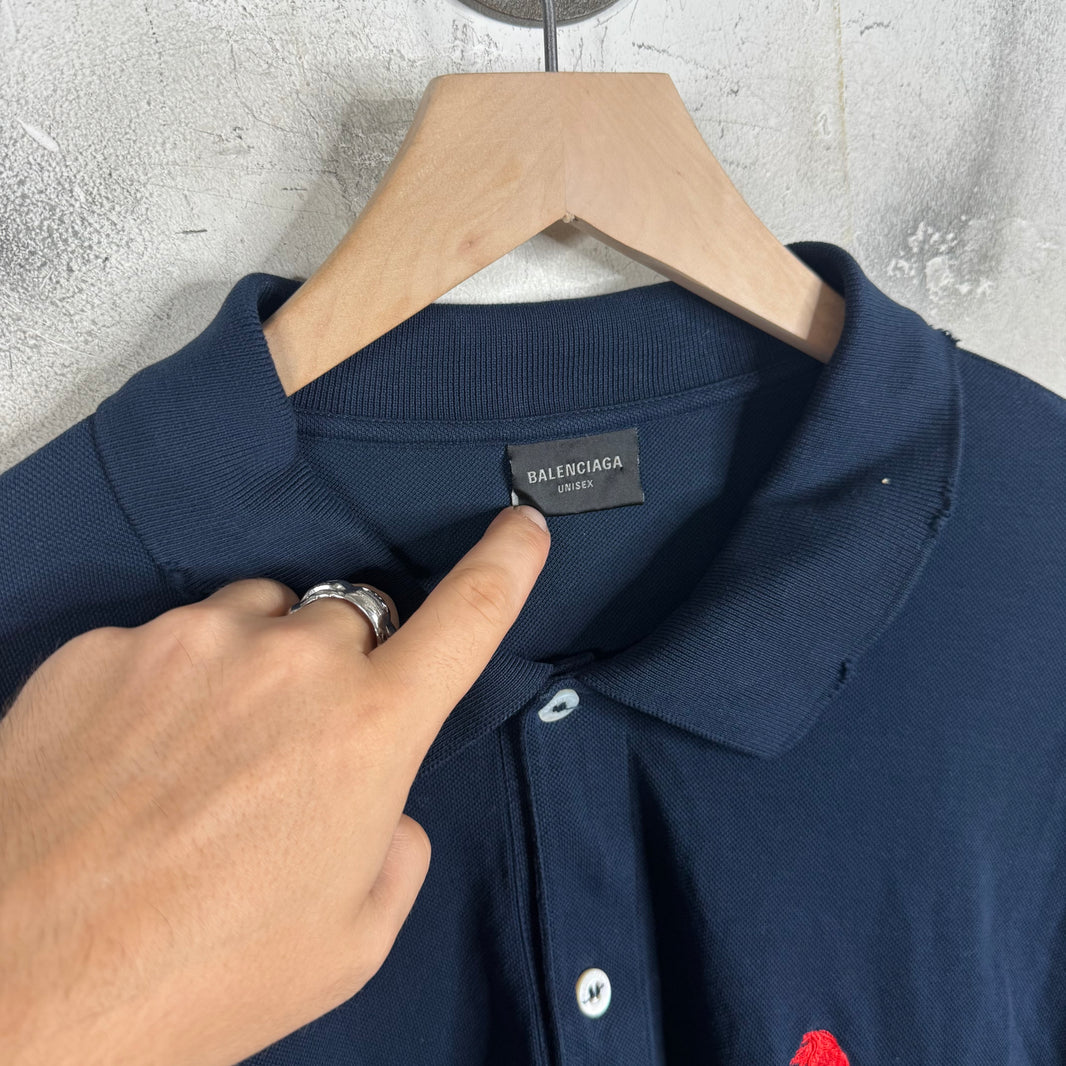 Balenciaga Distressed Oversized Polo