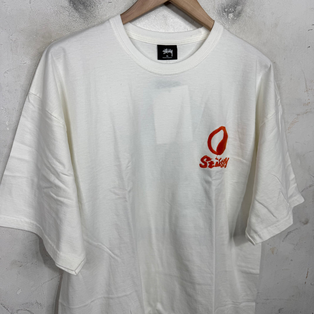 Stussy x Our Legacy Orange Embroidered T-Shirt