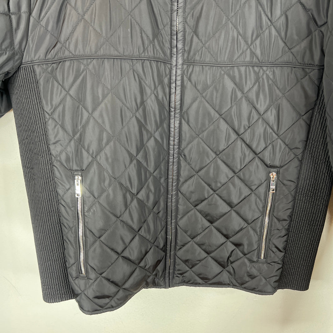 Prada Black Quilted Nylon Badge Zip Up Jacket