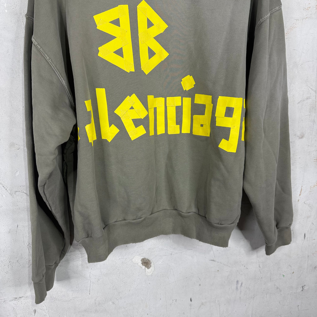 Balenciaga Grey Tape Pullover Hoodie