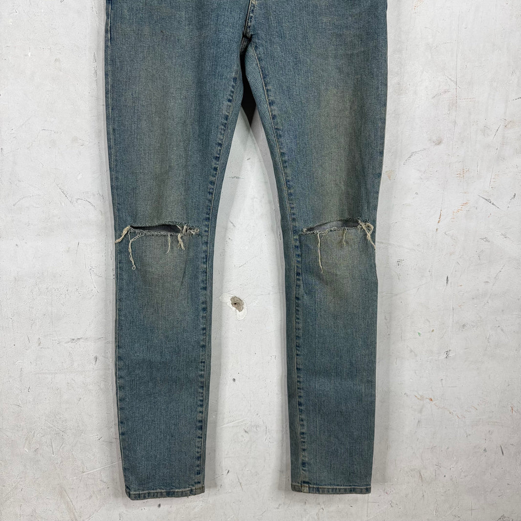 Saint Laurent 2015 Ripped Knee Dust Wash D02 Jeans