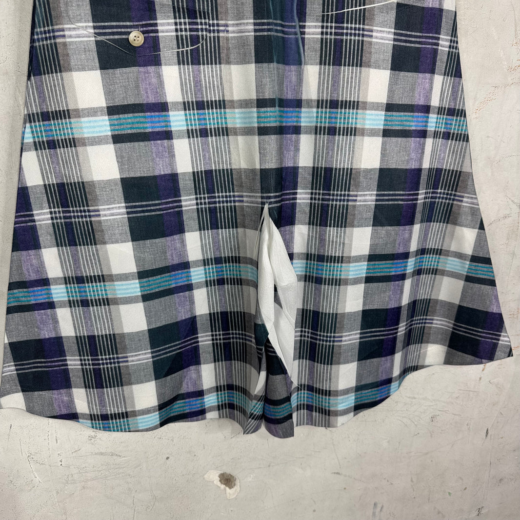 CDG Shirt Printed Plaid Pleated Shorts