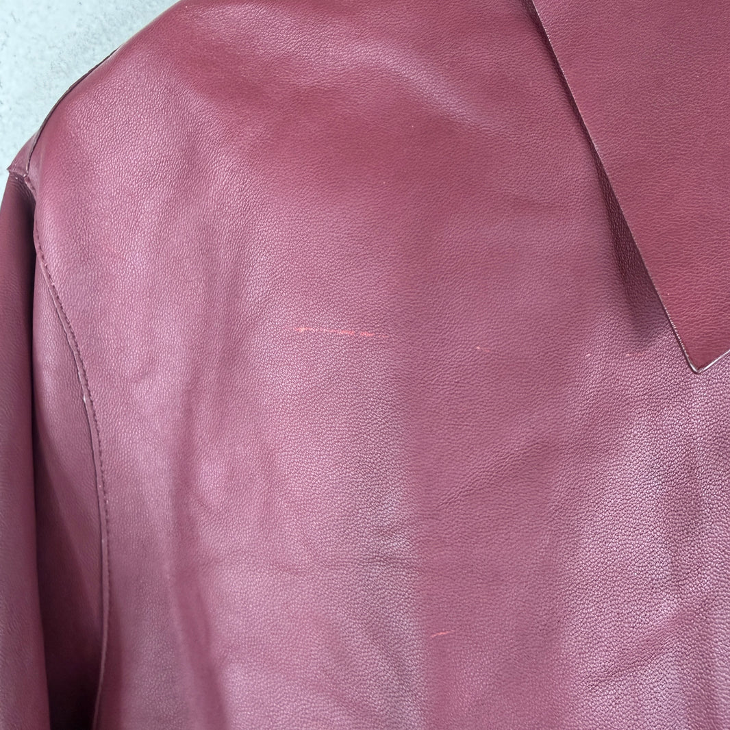 The Row Maroon Leather Shirt