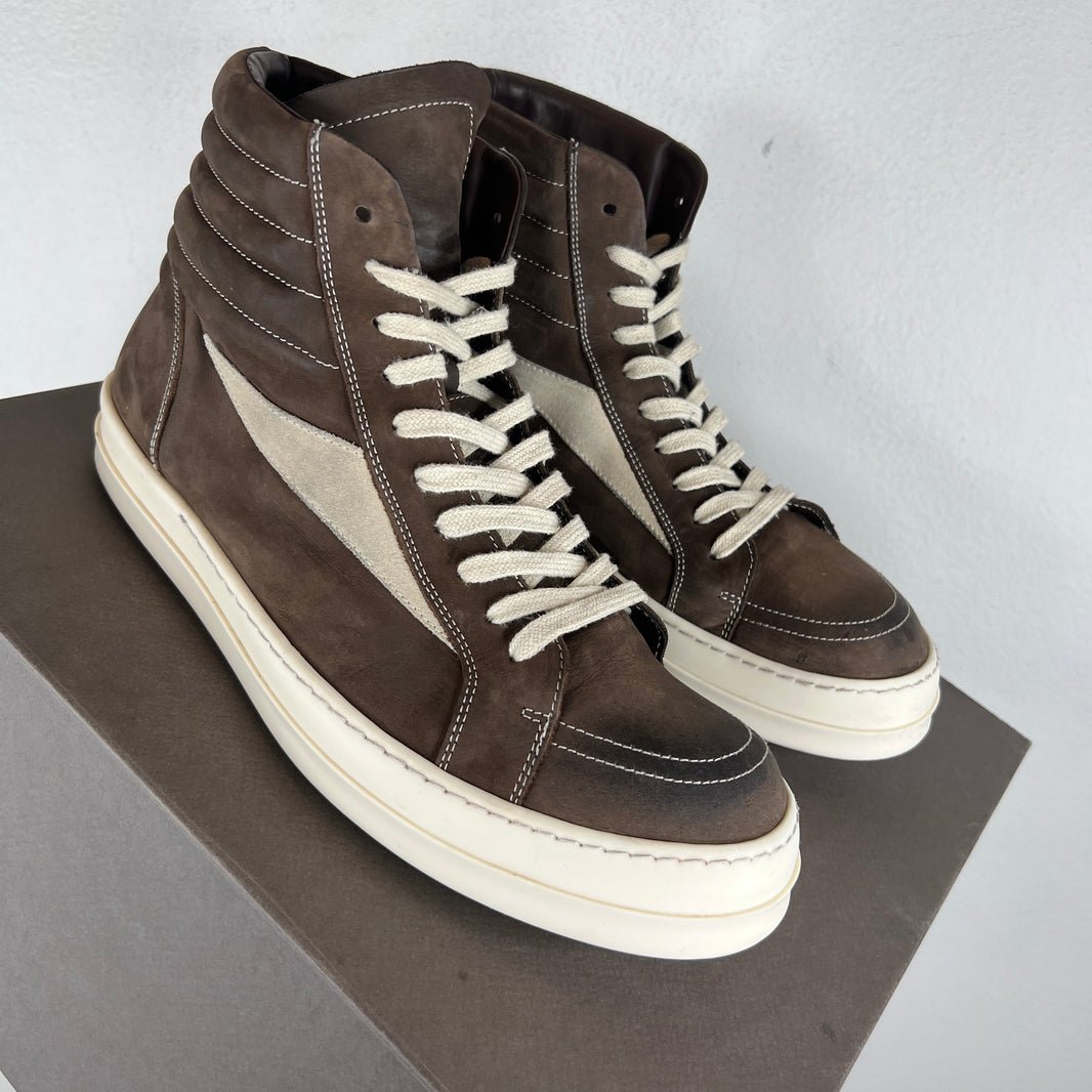 Rick Owens Brown Suede Vans High Sneakers