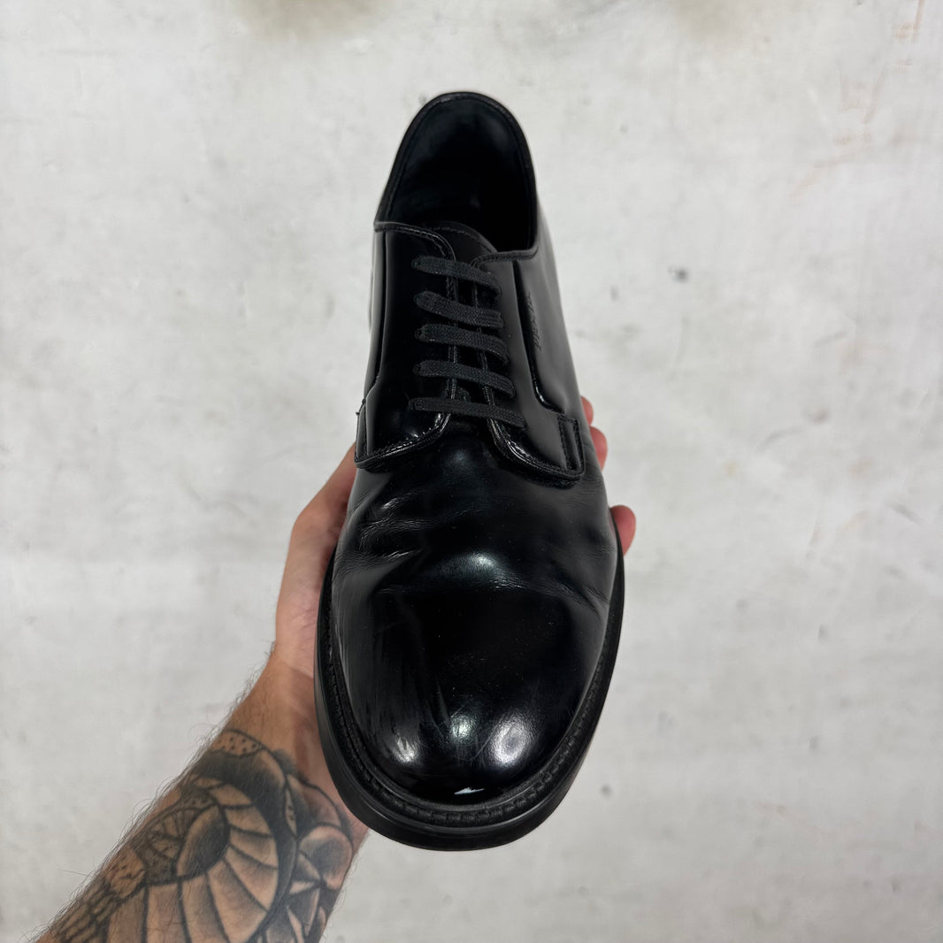 Prada Black Brushed Derbys