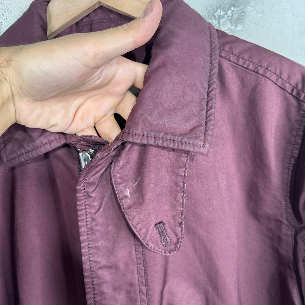Stone Island Maroon Waxed Long Jacket
