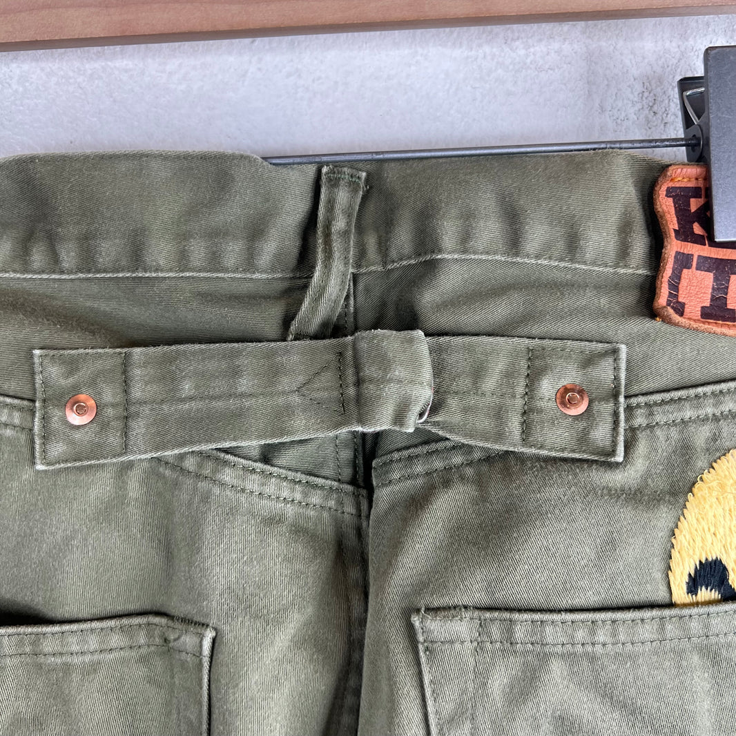 Kapital Smiley Embroidered Buckleback Pants