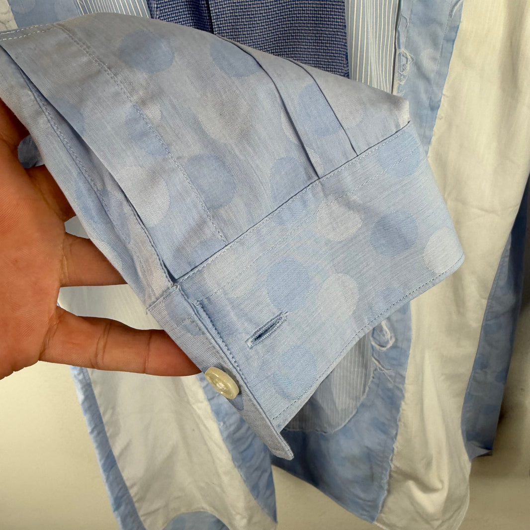 CDG Blue Circle Patchwork Button Up Shirt