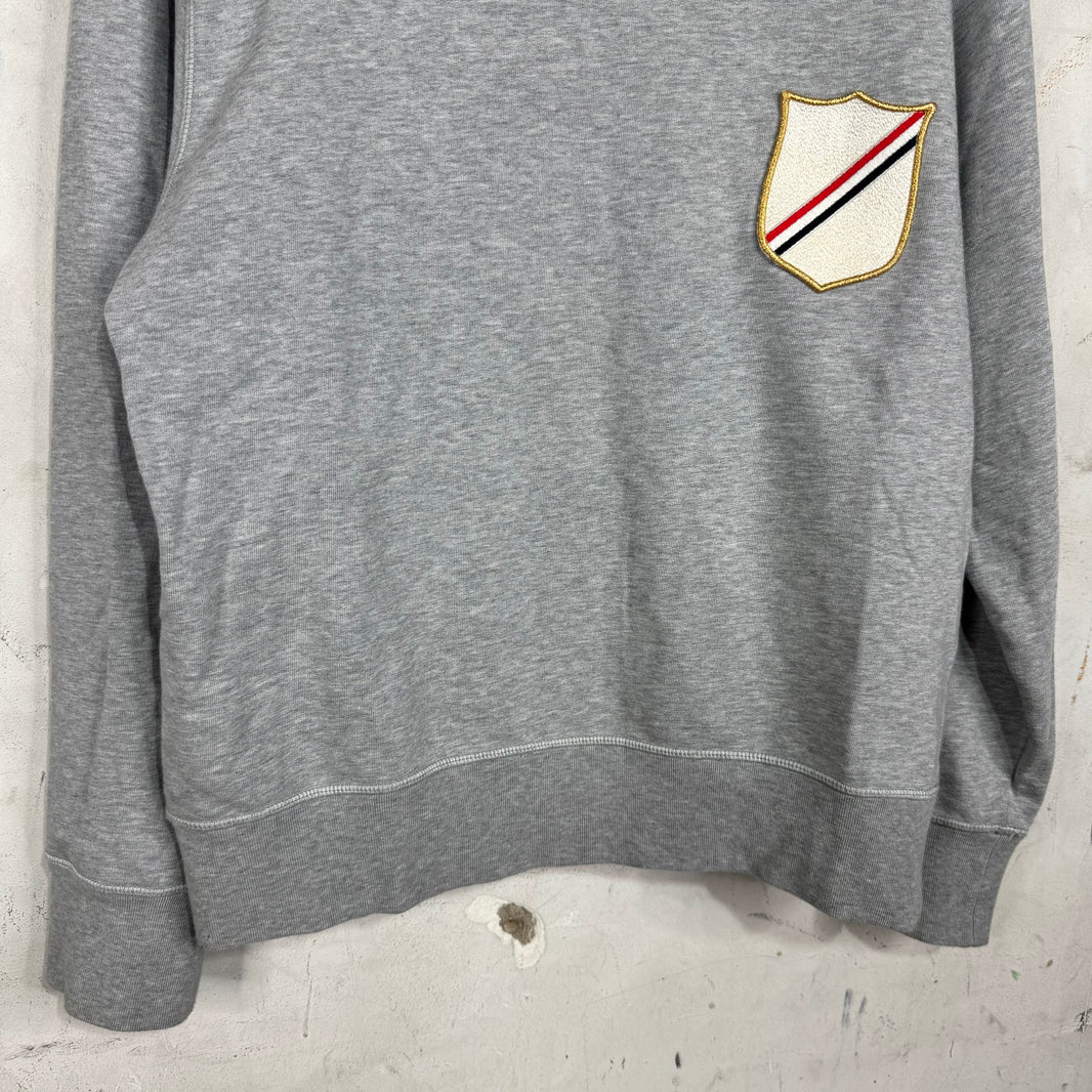 Thom Browne Grey Badged Crewneck
