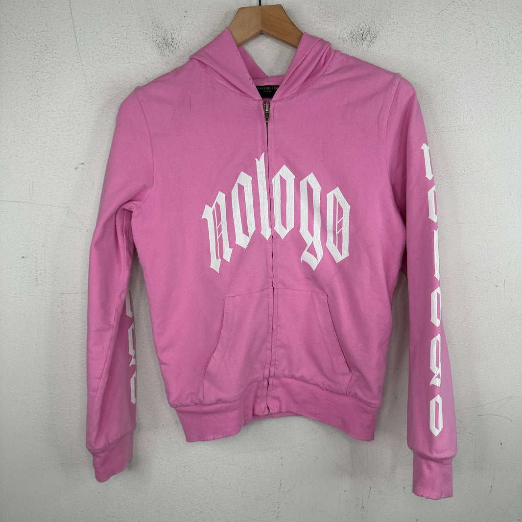 Balenciaga No Logo Pink Zip-Up Hoodie