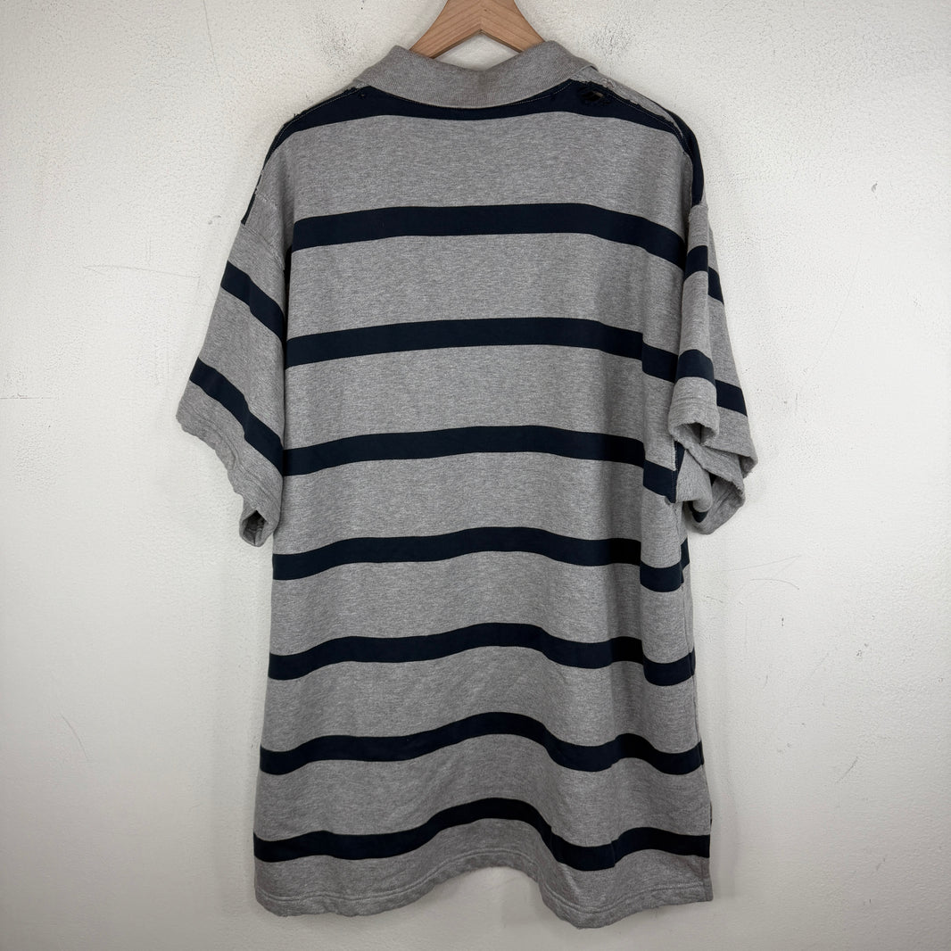Balenciaga Navy/Gray Striped Thick Polo T-Shirt