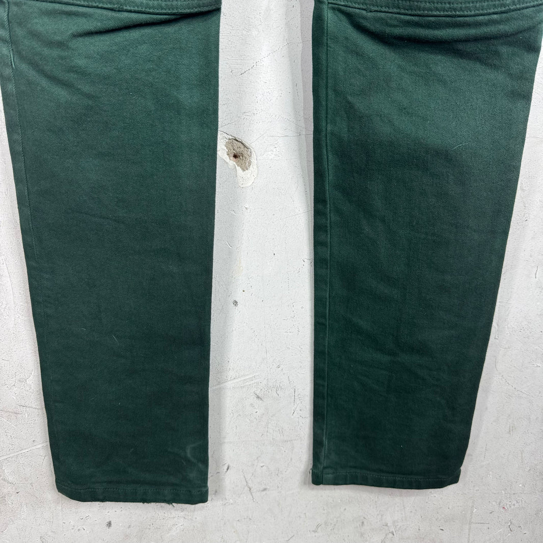 Balmain Green Waxed Double Zip Biker Jeans