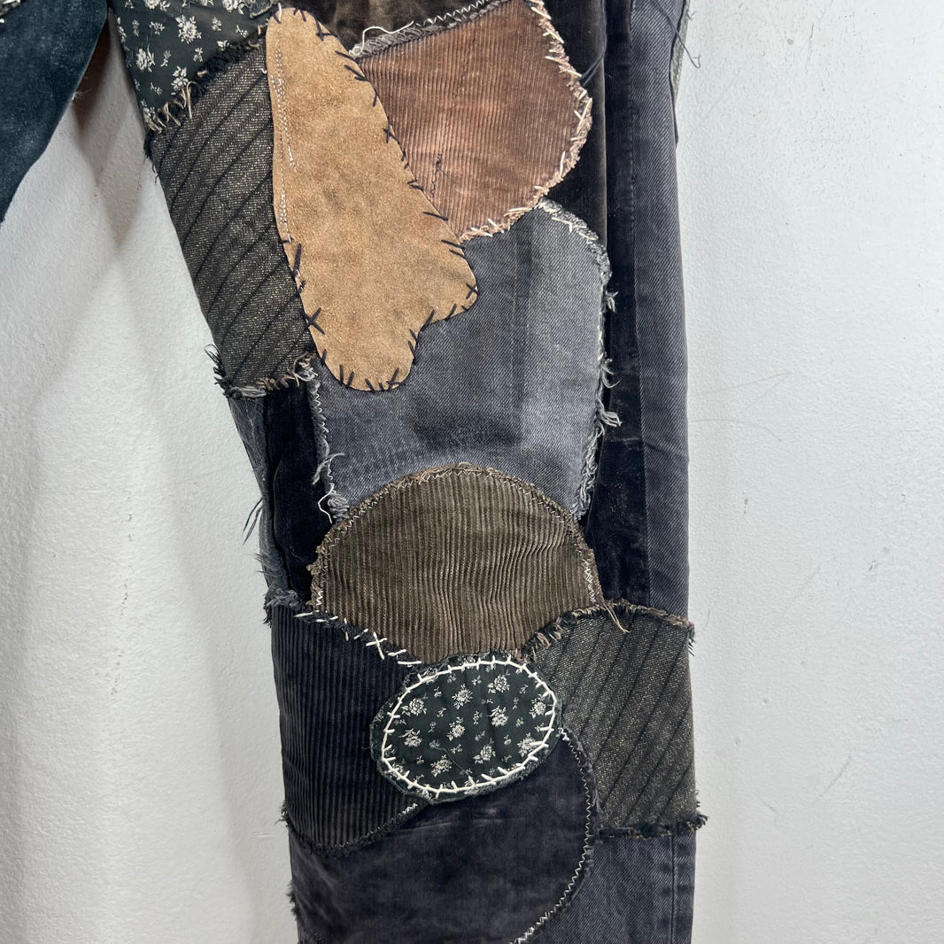Kapital Black Patchwork Straight Denim Jeans