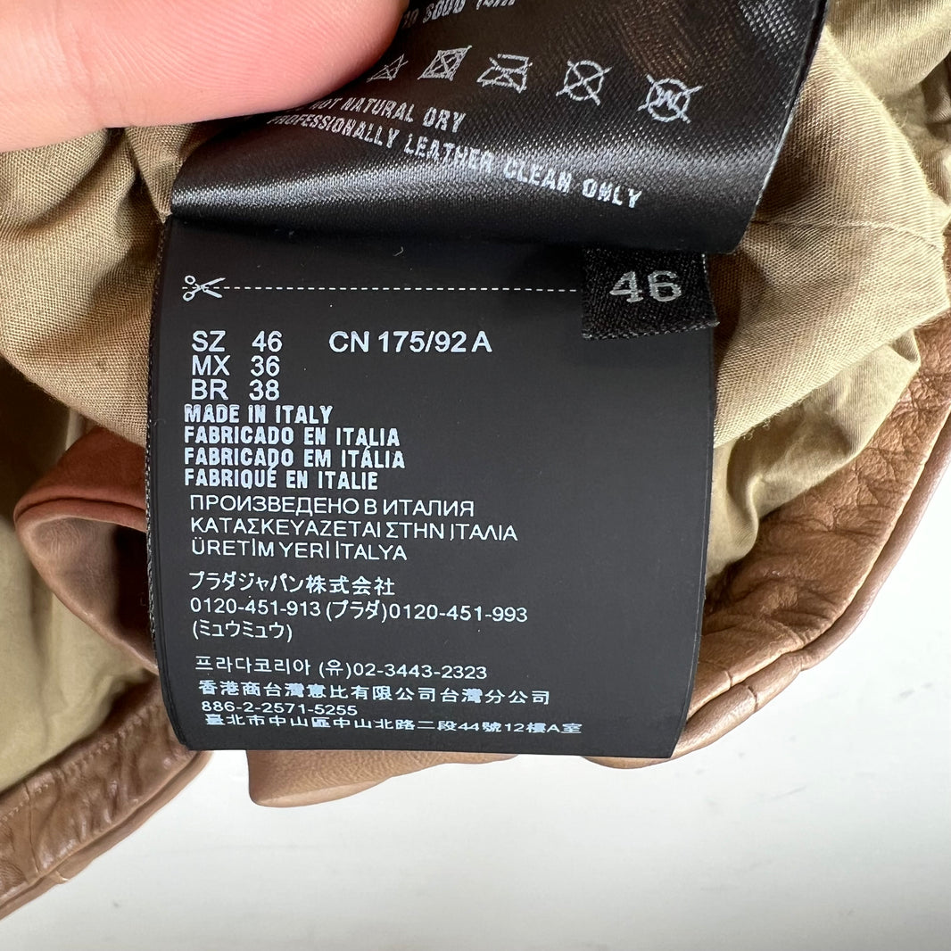Prada Brown Nappa Lambskin Zip Shirt
