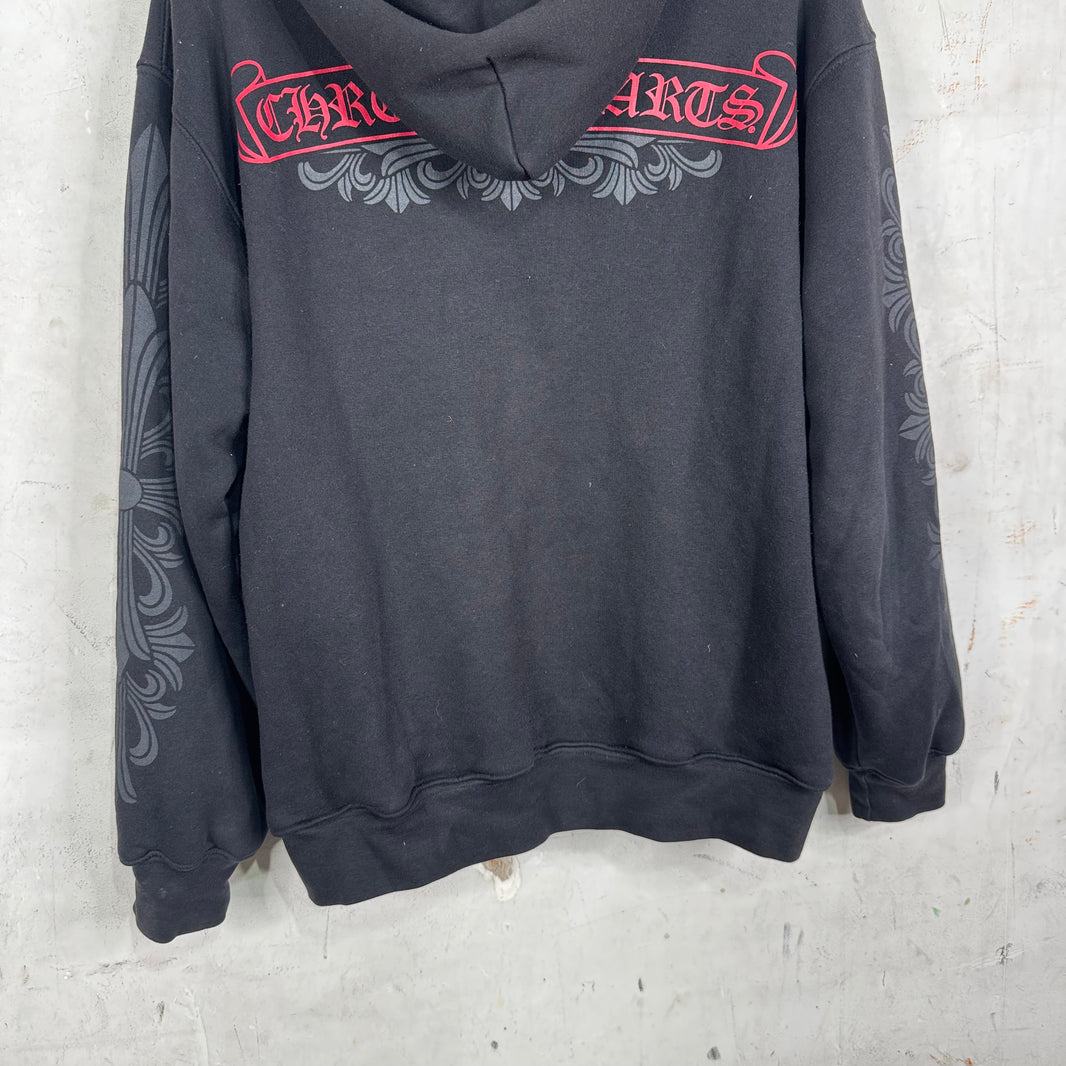 Chrome Hearts Floral Red Scroll Thermal Zip Hoodie
