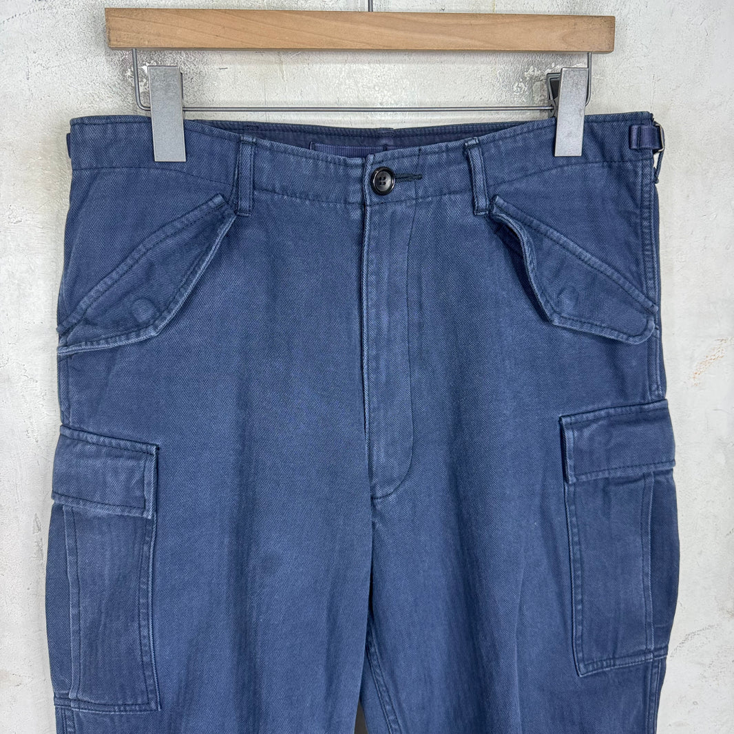 CDG Homme Navy Herringbone Cargos