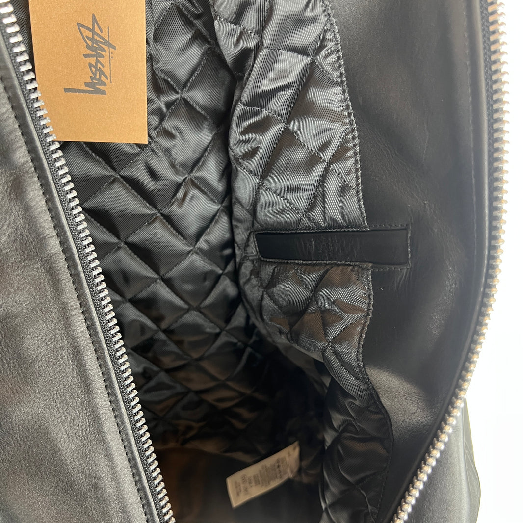 Stussy Leather S Wing Cropped Biker Jacket