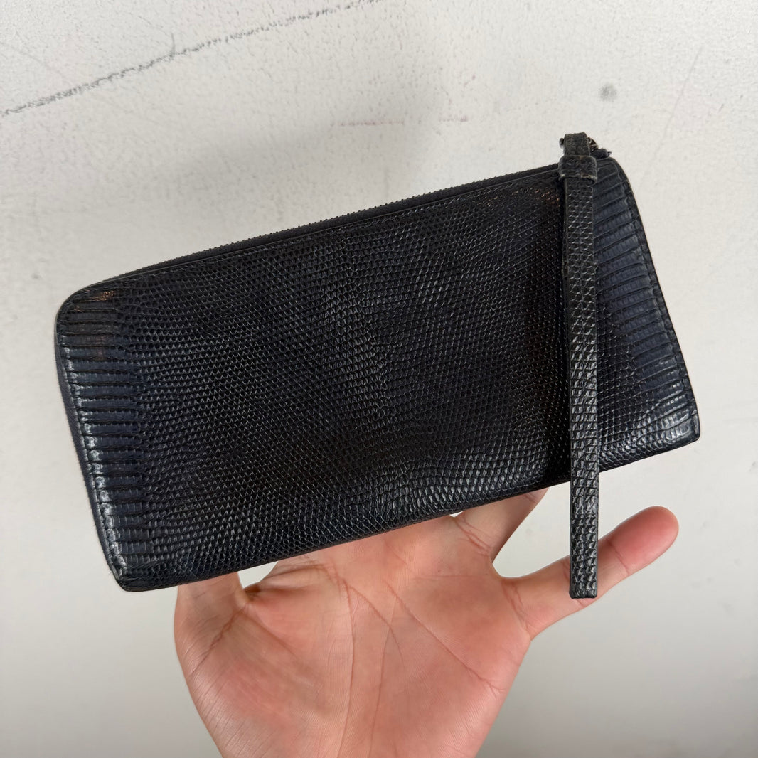 Bottega Veneta Navy Pebbled Leather Long Wallet
