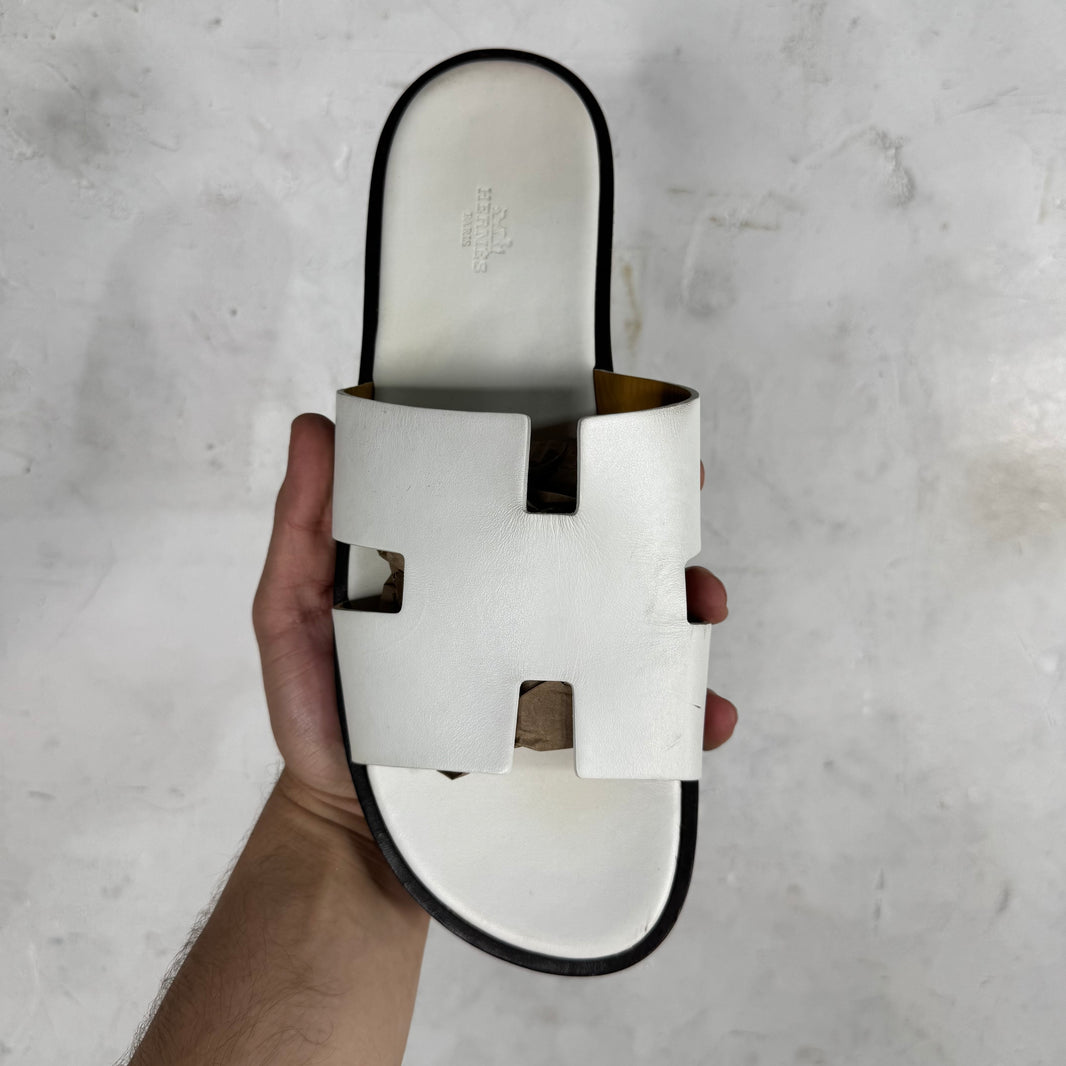 Hermes Izmir White Sandals