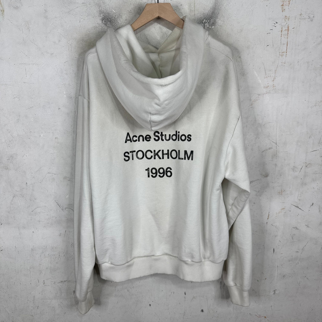 Acne Studios White Stockholm Logo Pullover Hoodie