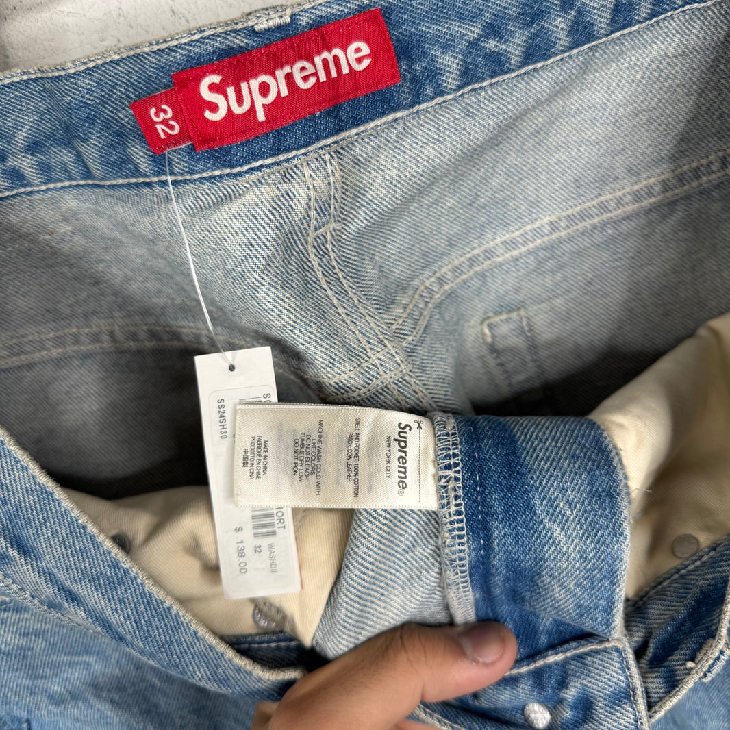 Supreme Script Baggy Denim Shorts
