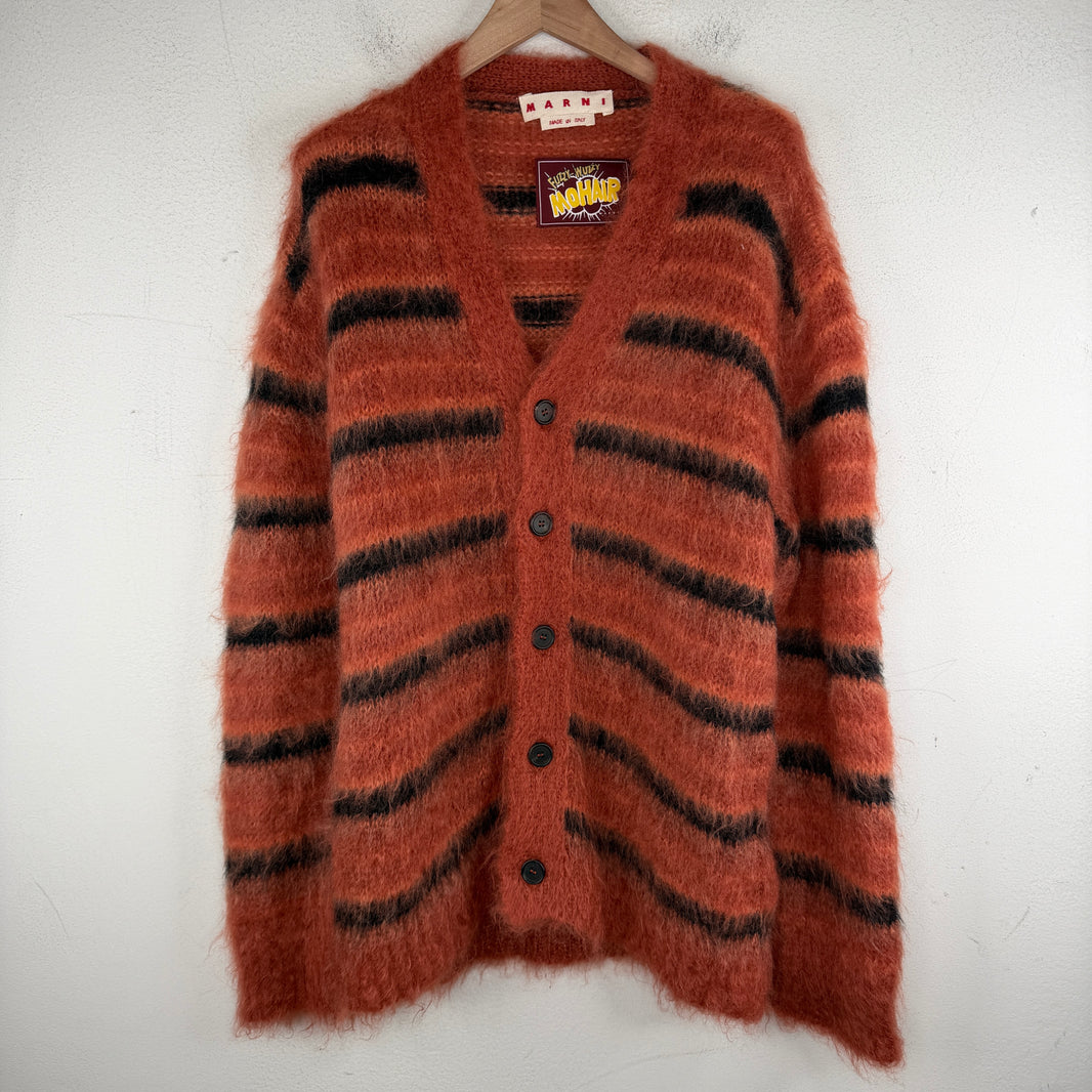 Marni Rust Striped Mohair Cardigan