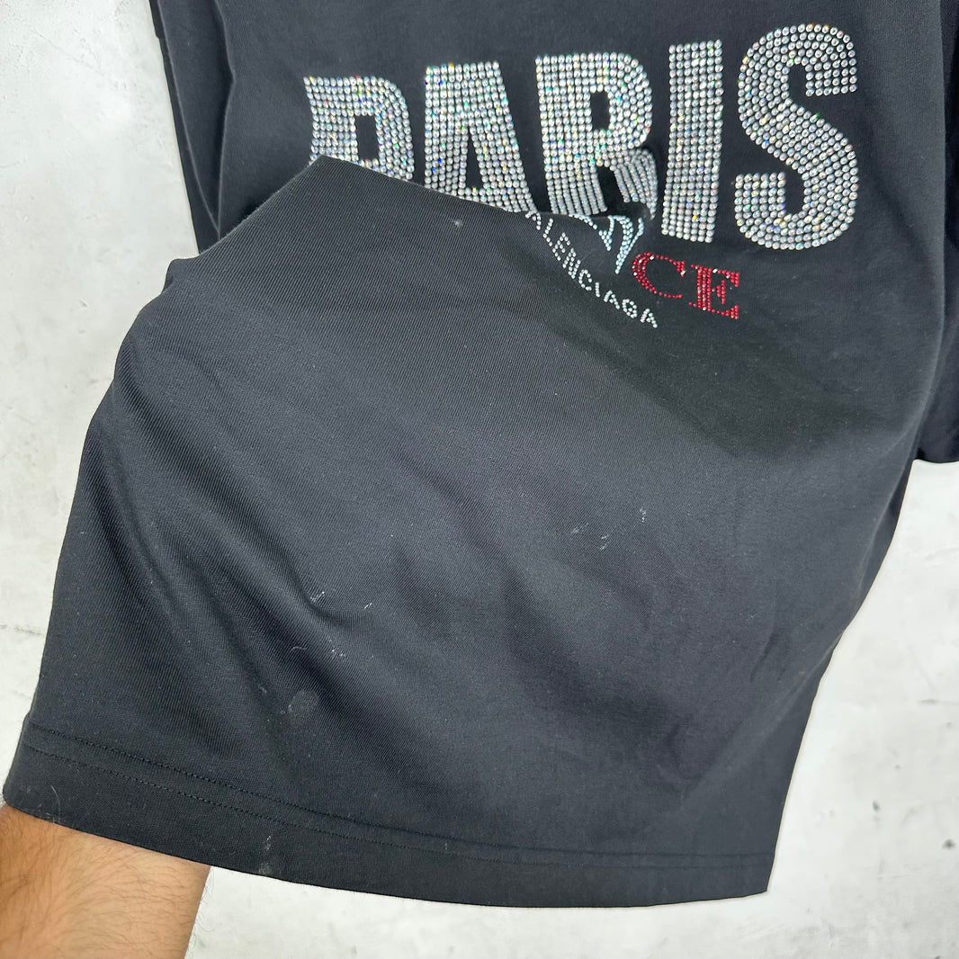 Balenciaga Paris Rhinestone Boxy T-Shirt