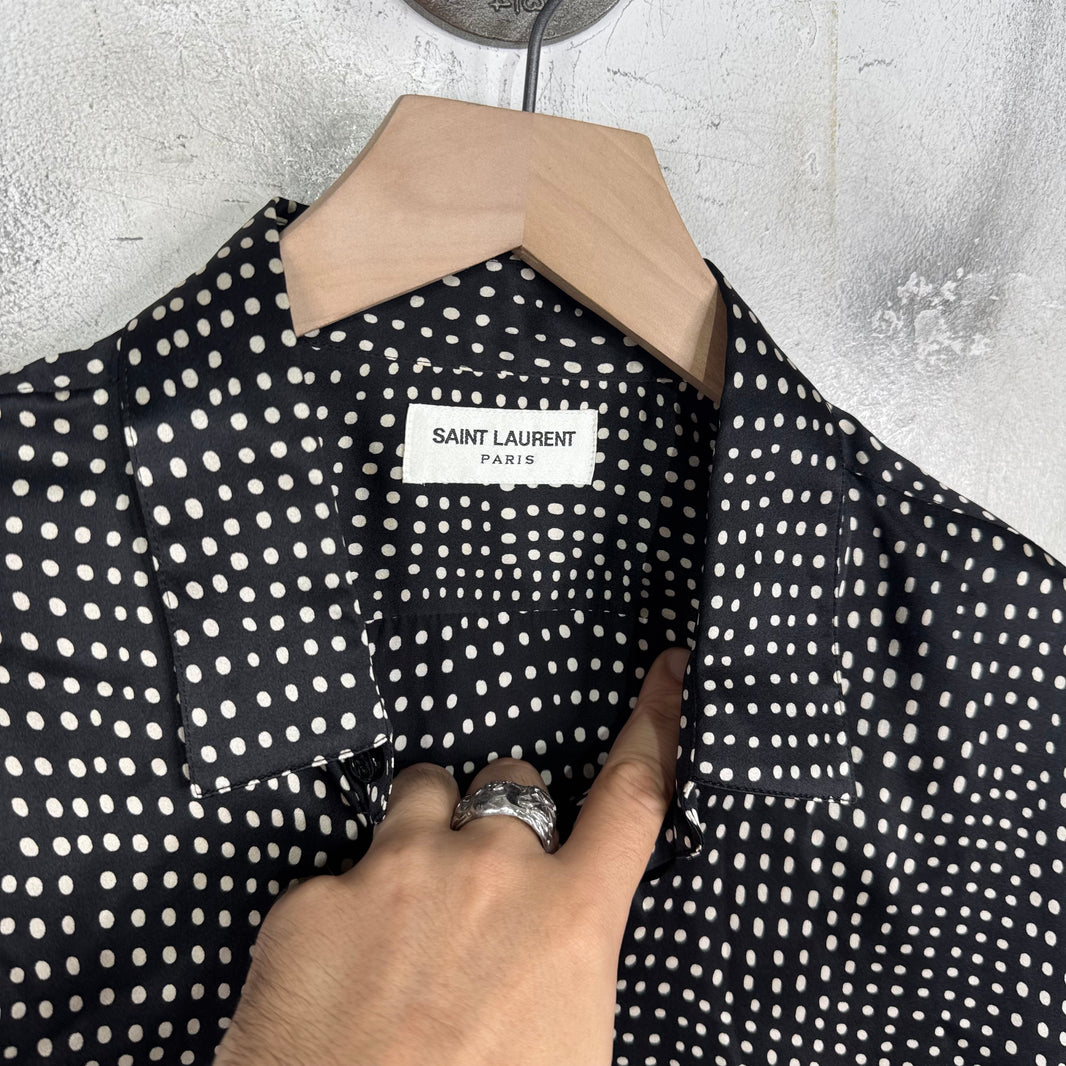 Saint Laurent Black Dotted Silk L/S Shirt