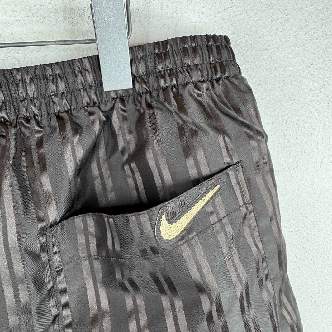 Bode Nike Brown Striped Swim Trunks