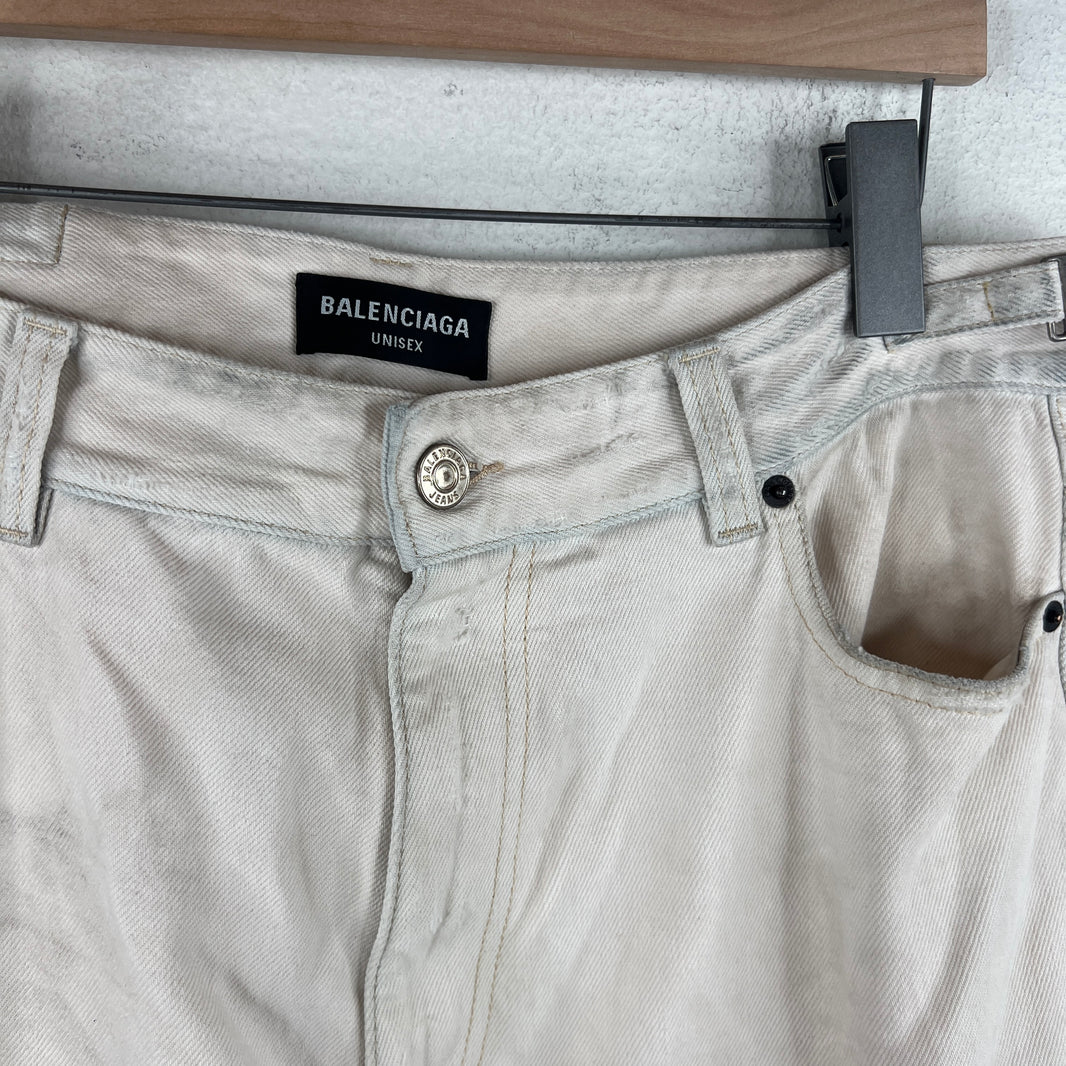 Balenciaga White Denim Convertible Cargo Pants