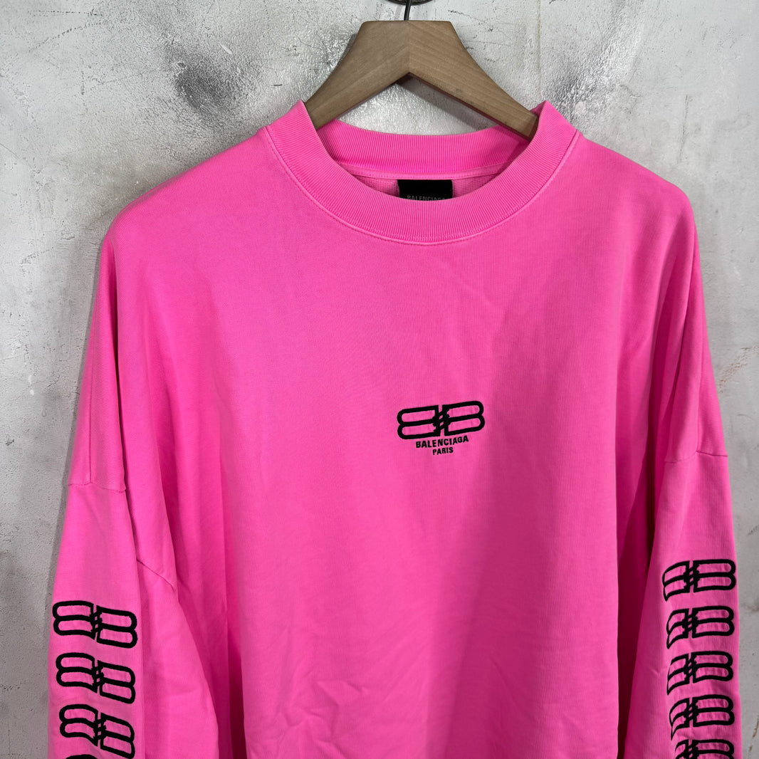 Balenciaga Pink Paris Icon Logo Crewneck