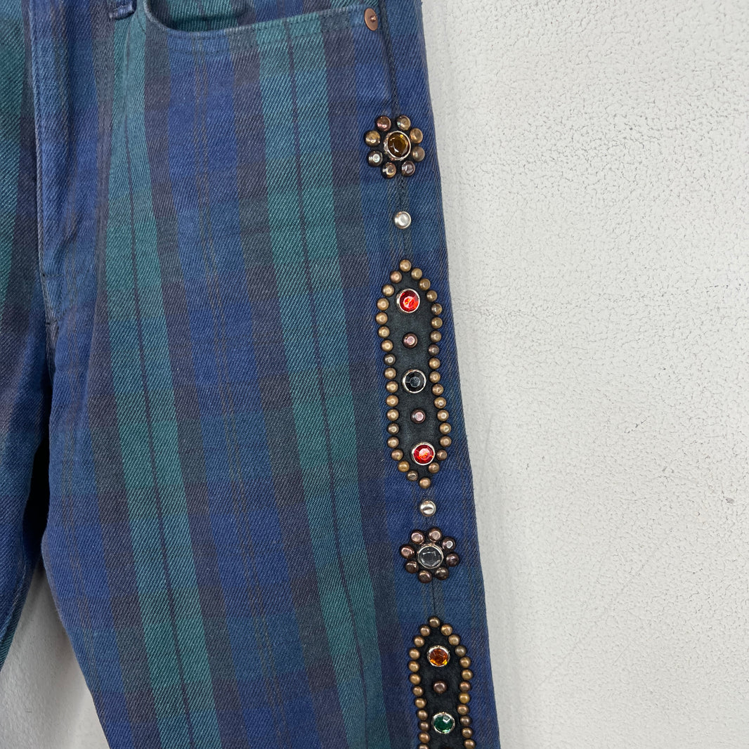Kapital Green Plaid Cisco Jeans