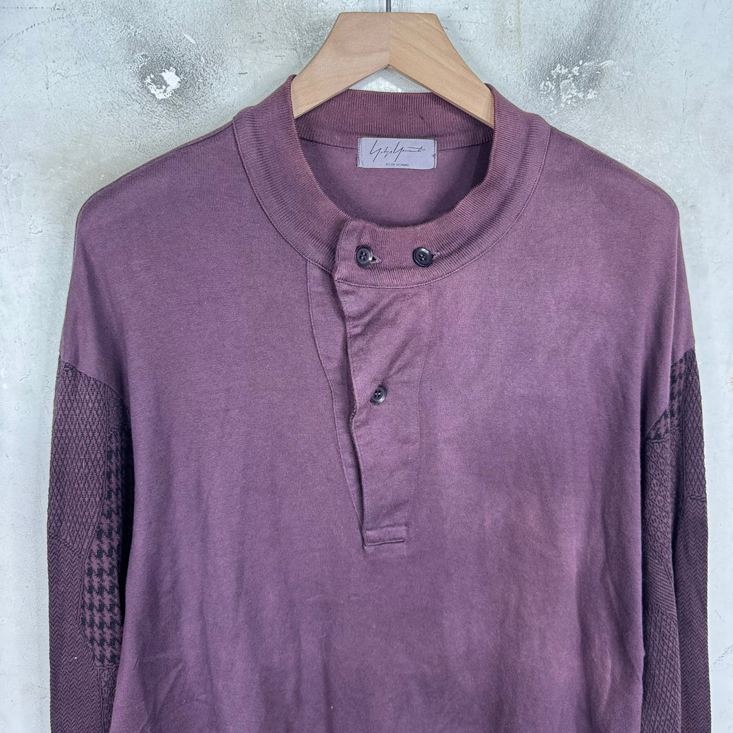 Yohji Yamamoto Maroon Cotton Henley Shirt