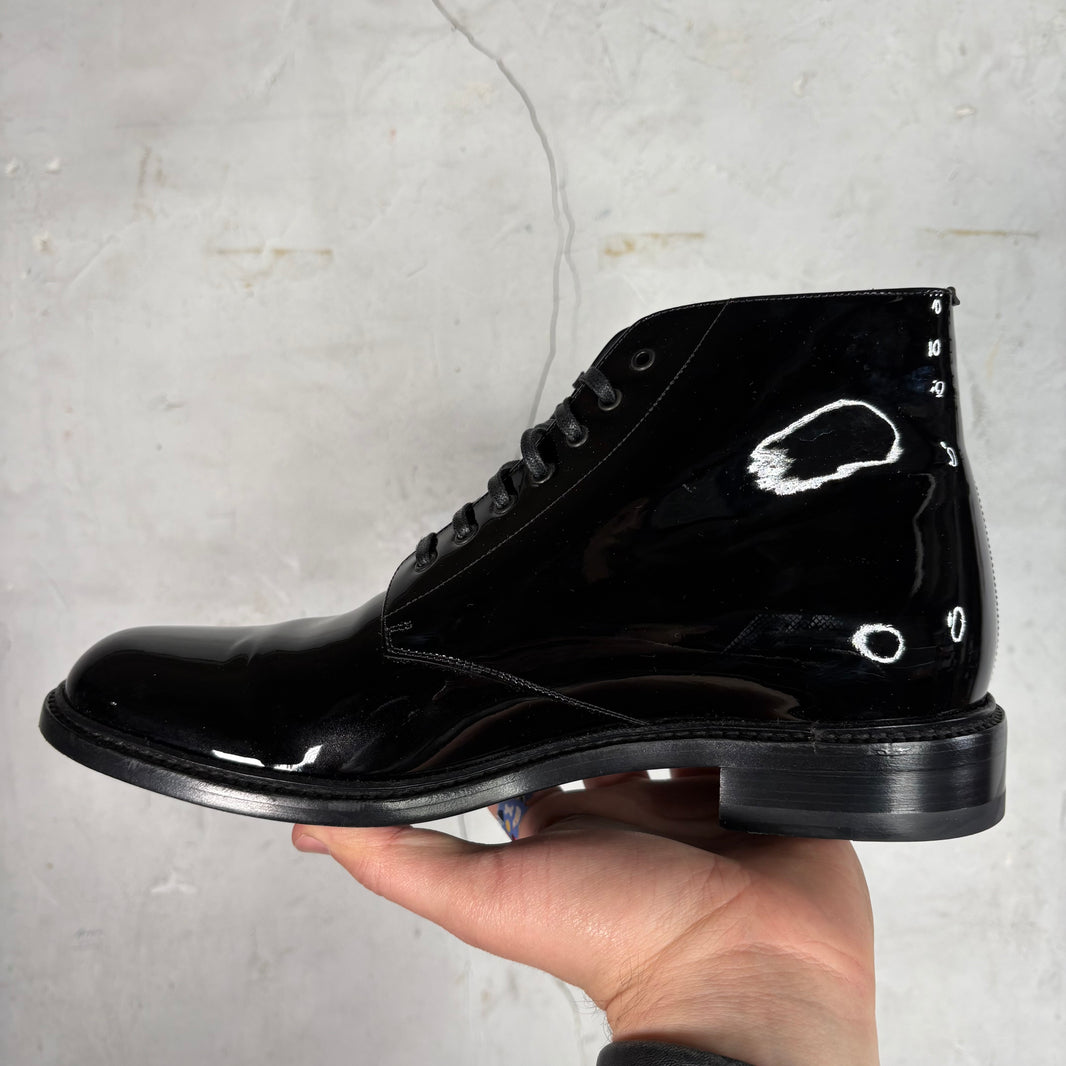 Saint Laurent Patent Leather Lace Up Boot