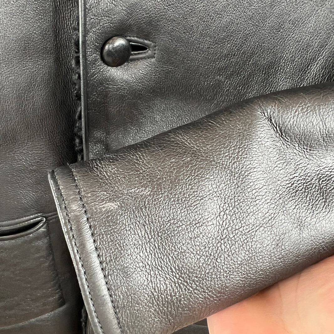 Saint Laurent Leather Shearling Coat