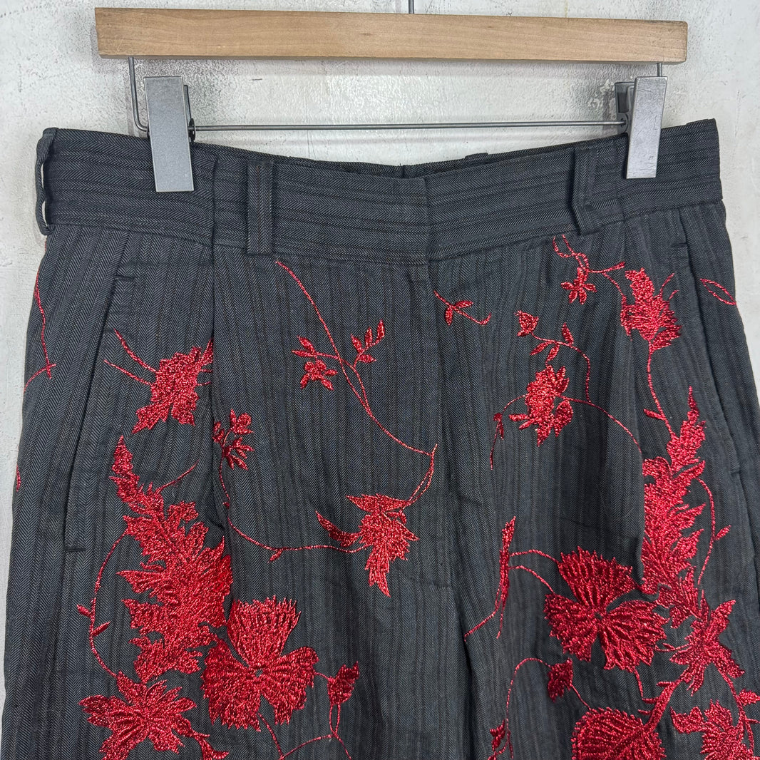 Dries Van Noten Metallic Floral Pleated Loose Shorts
