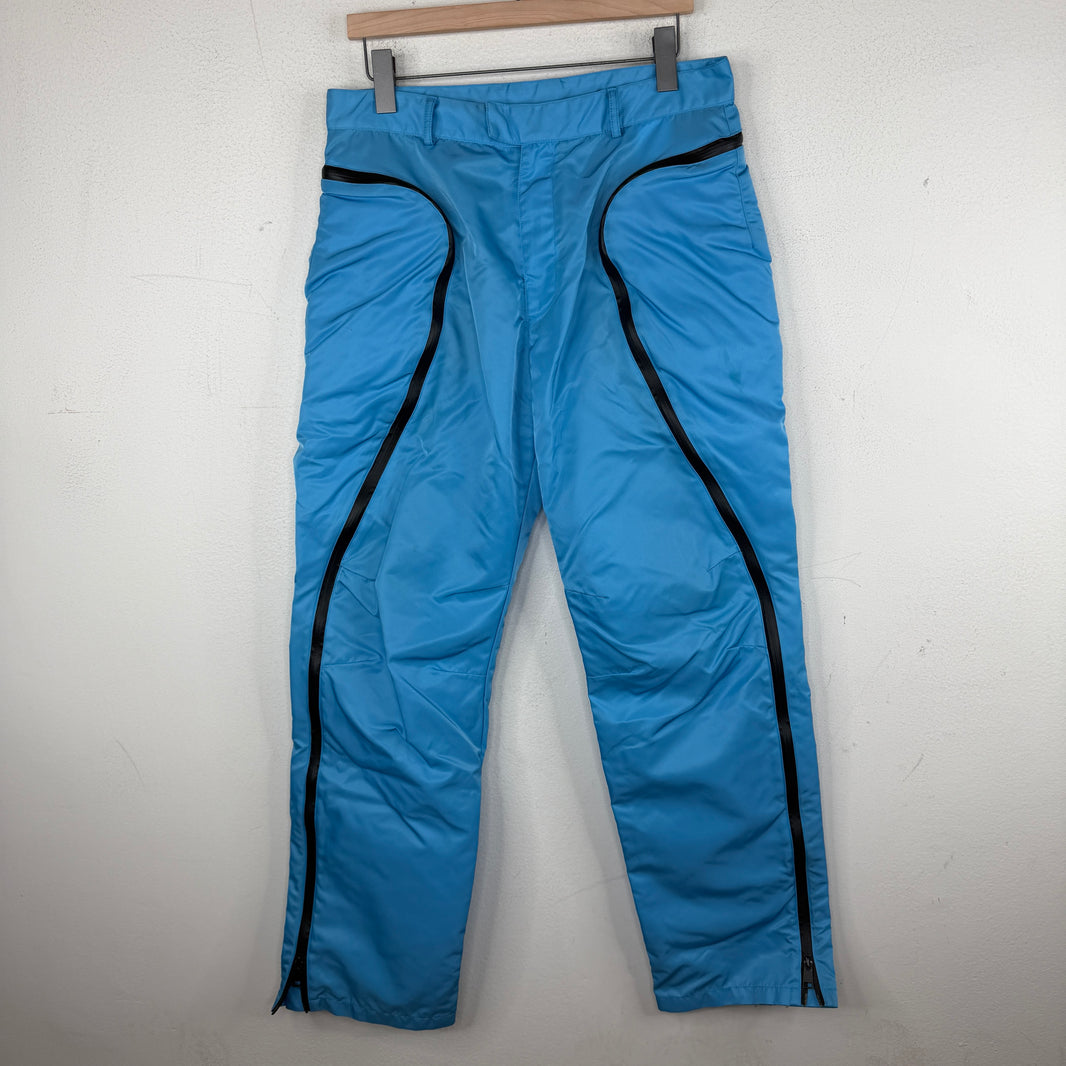 Bottega Veneta Blue Pipped Zipper Nylon Pants