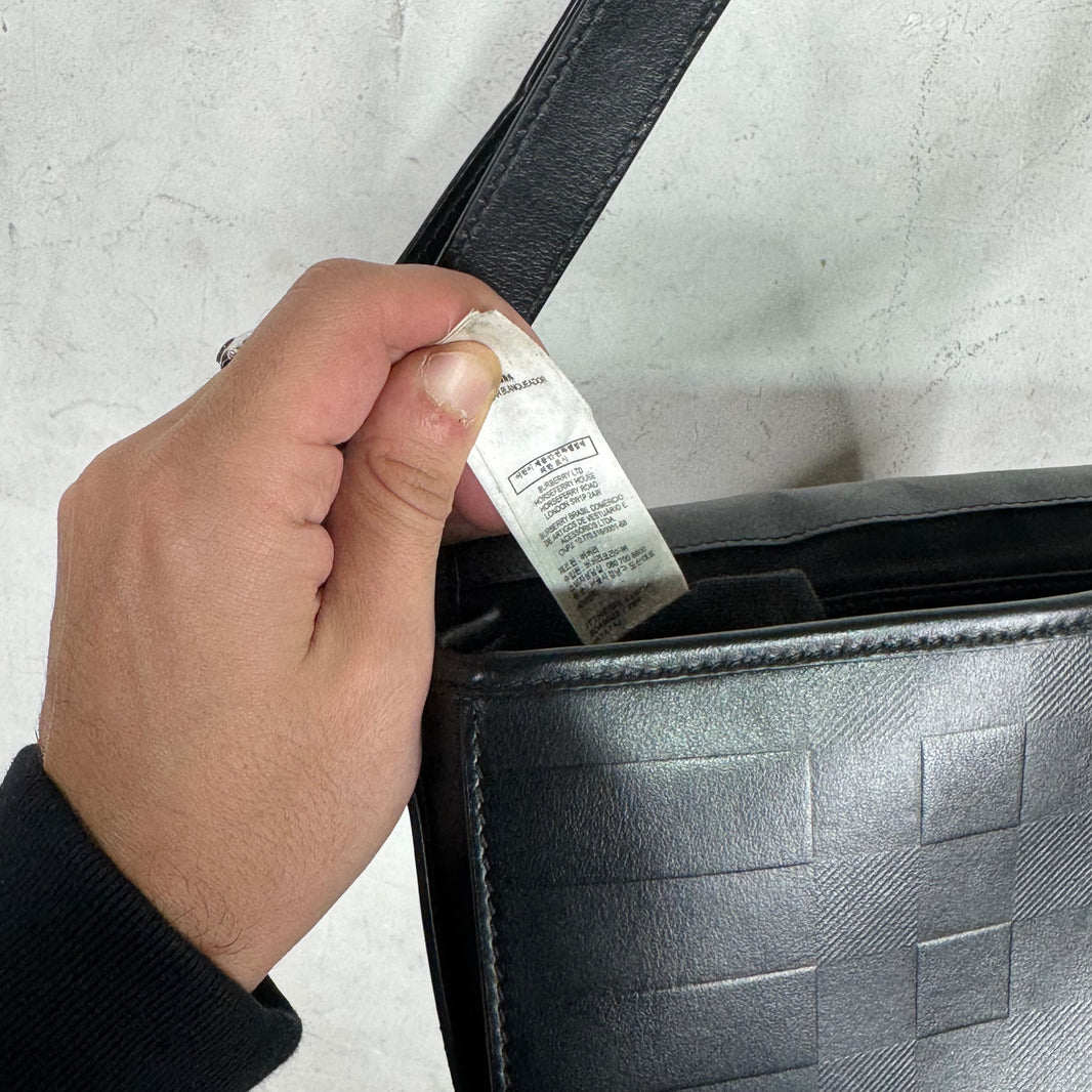 Burberry Embossed Plaid Flap Messenger