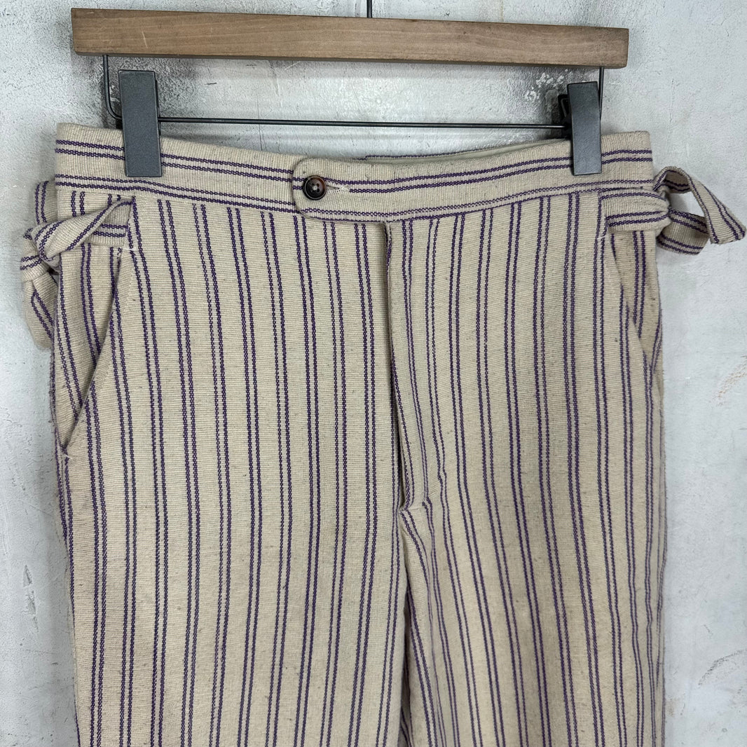 Bode Beige Purple Pinstriped Trousers