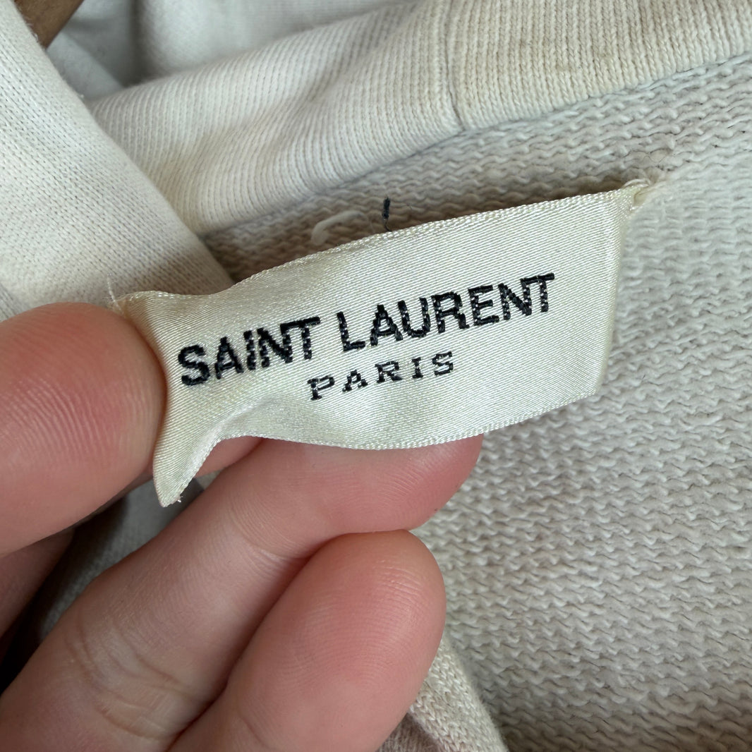 Saint Laurent Small Logo White Hoodie
