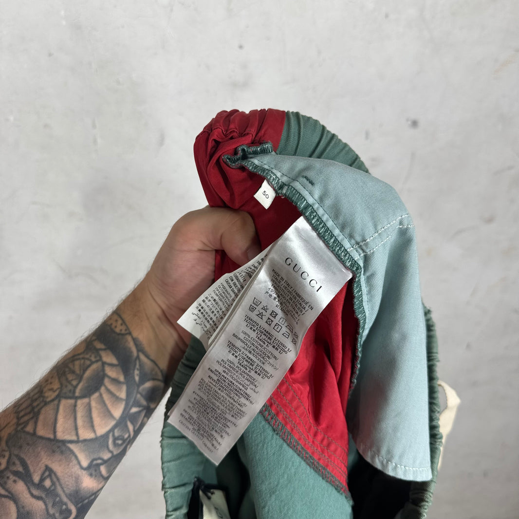 Gucci Green Paneled Nylon Pants