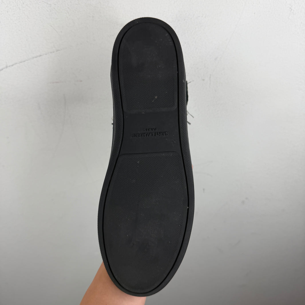Saint Laurent Leather Studded Strapped Sneakers